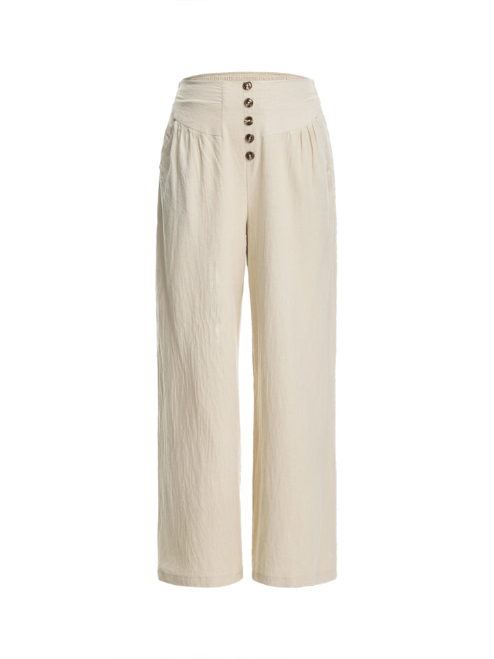 Tunic Casual Double Button Regular Women Pants