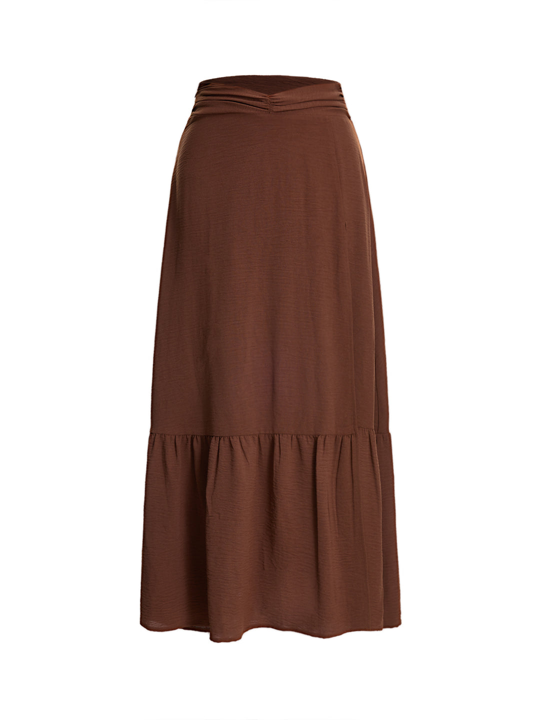 Boho Ruched Waist A Line Ruffle Hem Maxi Skirts