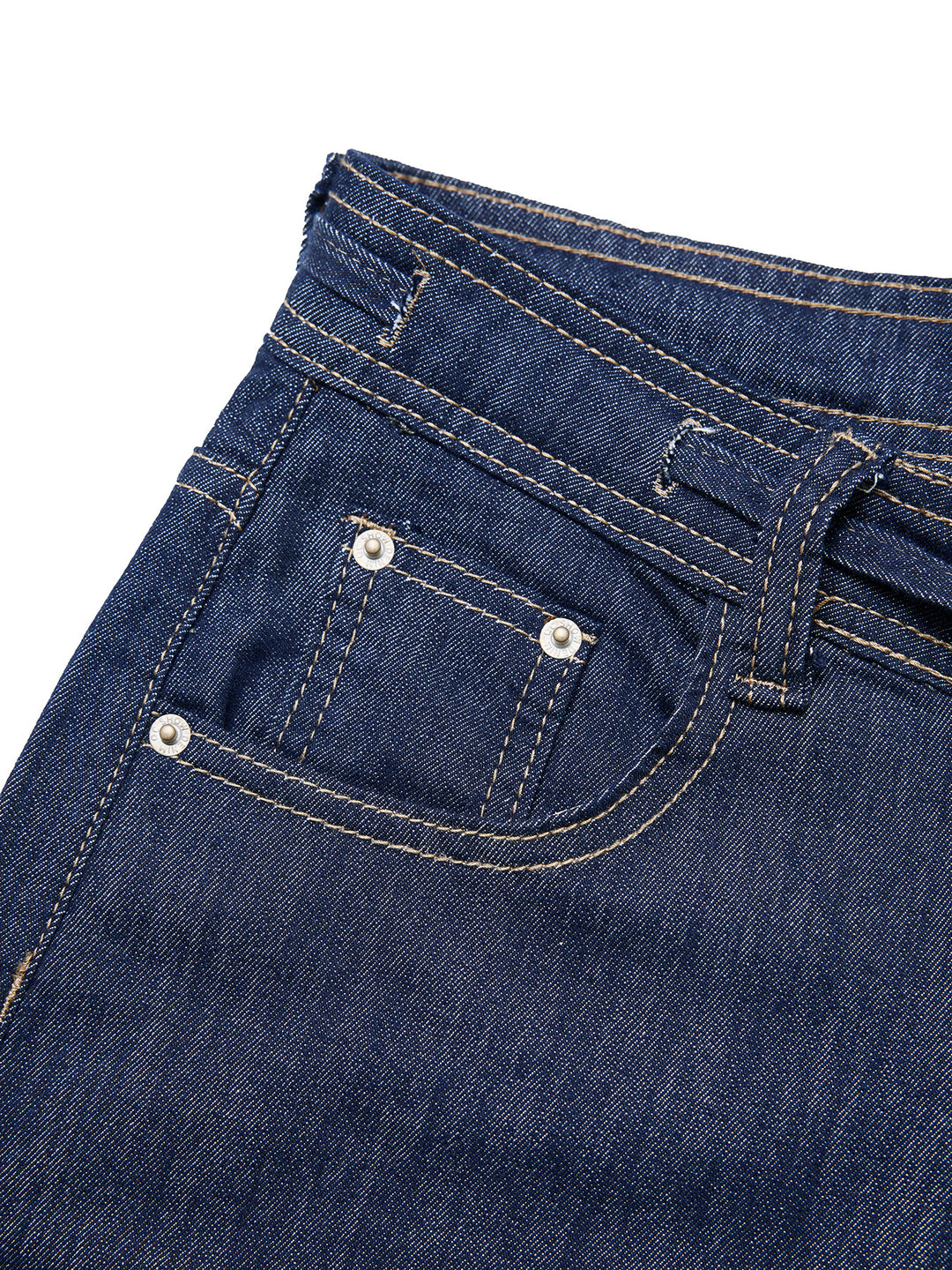Casual Plain Wide Leg Drawstring Dark Blue Washed Jeans