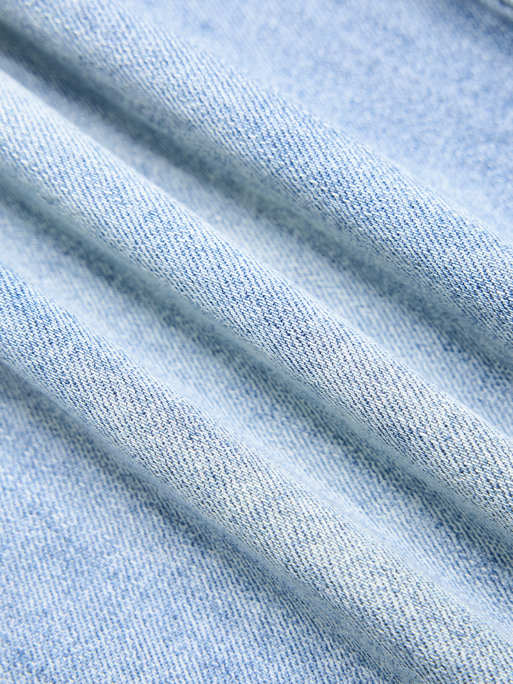 Casual Vintage Style Hellblau gewaschene Kontrastnähte Baggy Wide Leg Jeans