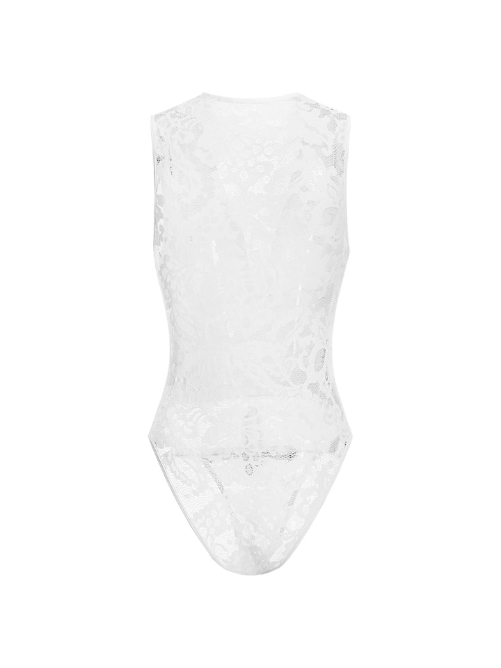 Bodysuit Elegant Floral Hollow Out Ruched V neck Women Jumpsuits & Bodysuits