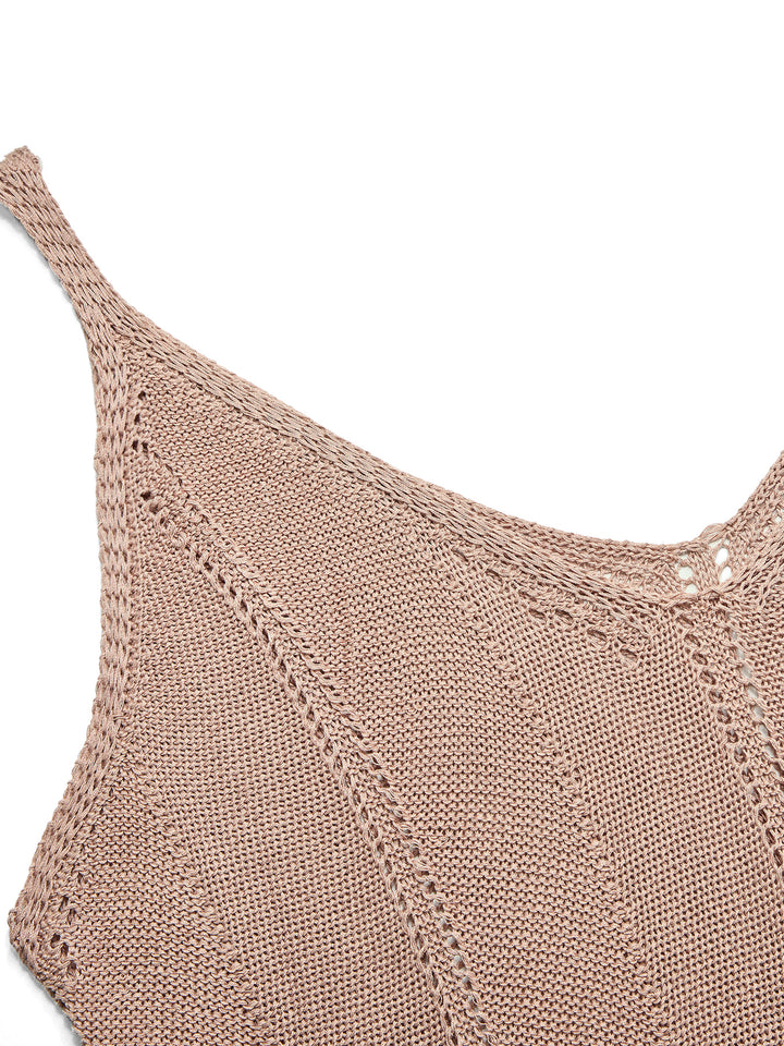 Boho Plain Crochet Hollow Out V neck Summer Cami Maxi Beach Dresses