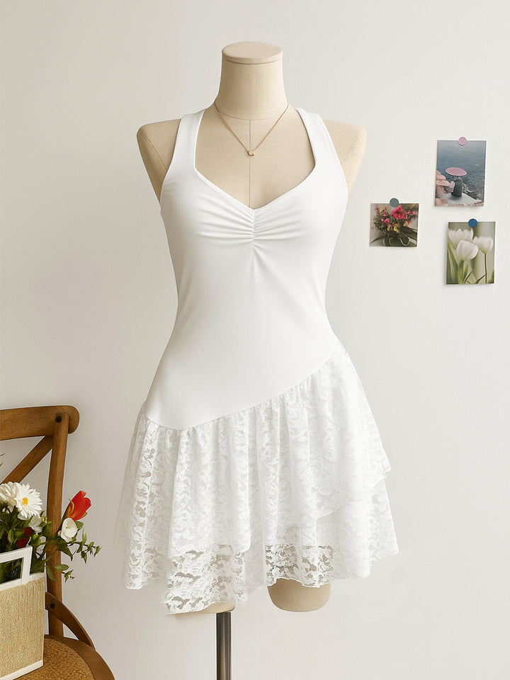 A Line Elegant Backless Ruched Sweetheart Mini Dress