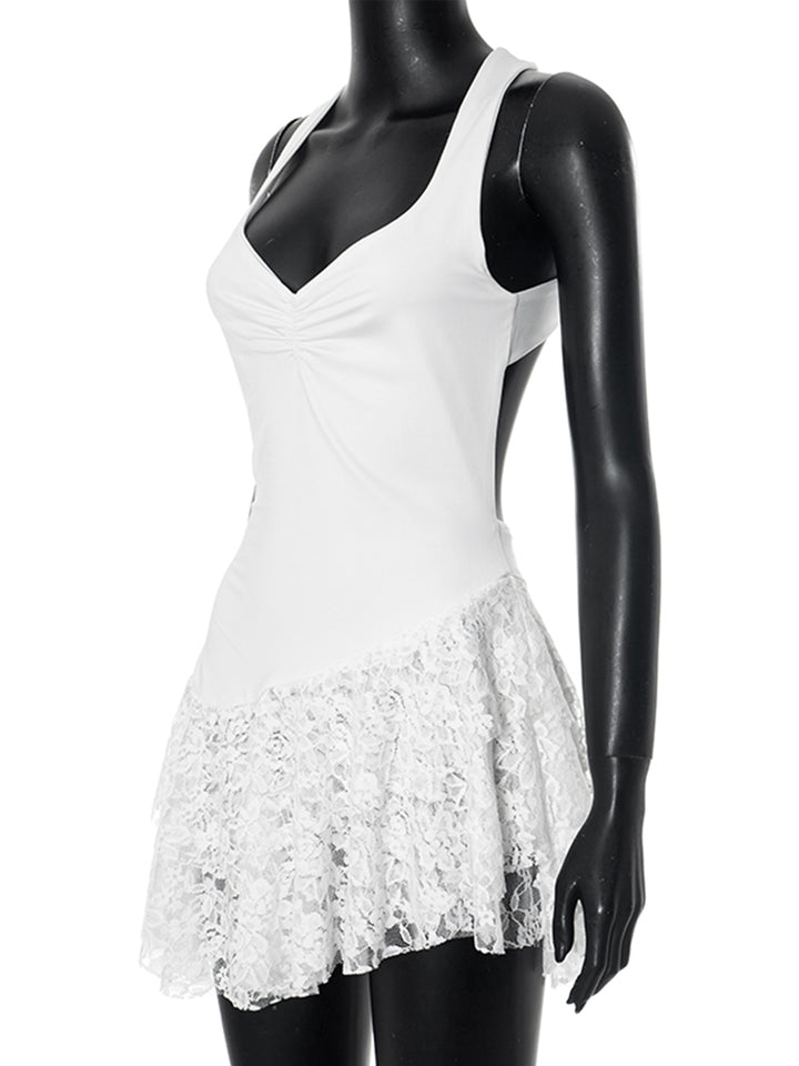 A Line Elegant Backless Ruched Sweetheart Mini Dress