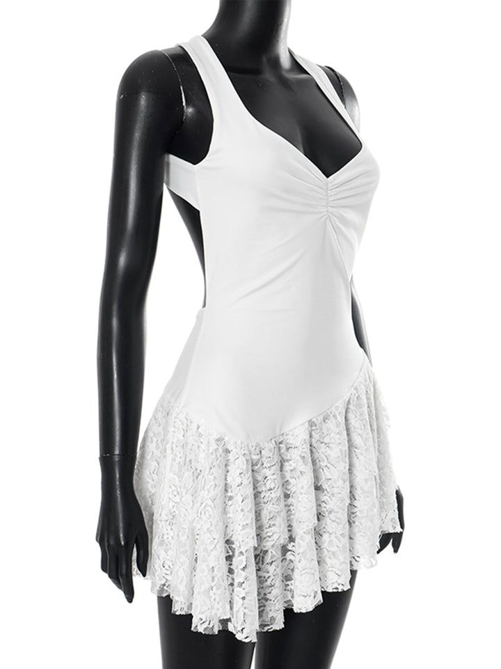 A Line Elegant Backless Ruched Sweetheart Mini Dress