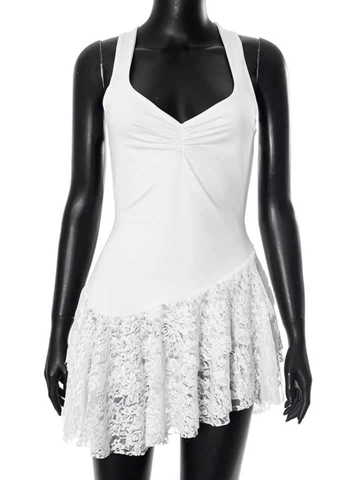 A Line Elegant Backless Ruched Sweetheart Mini Dress