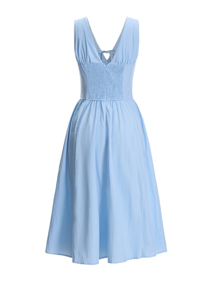 A Line Elegant Backless Tied Overlap Collar Women Dress