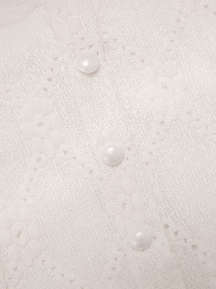 Eine Linie Casual Button Rüschenrunde runde Hals Mini Frauen Kleid