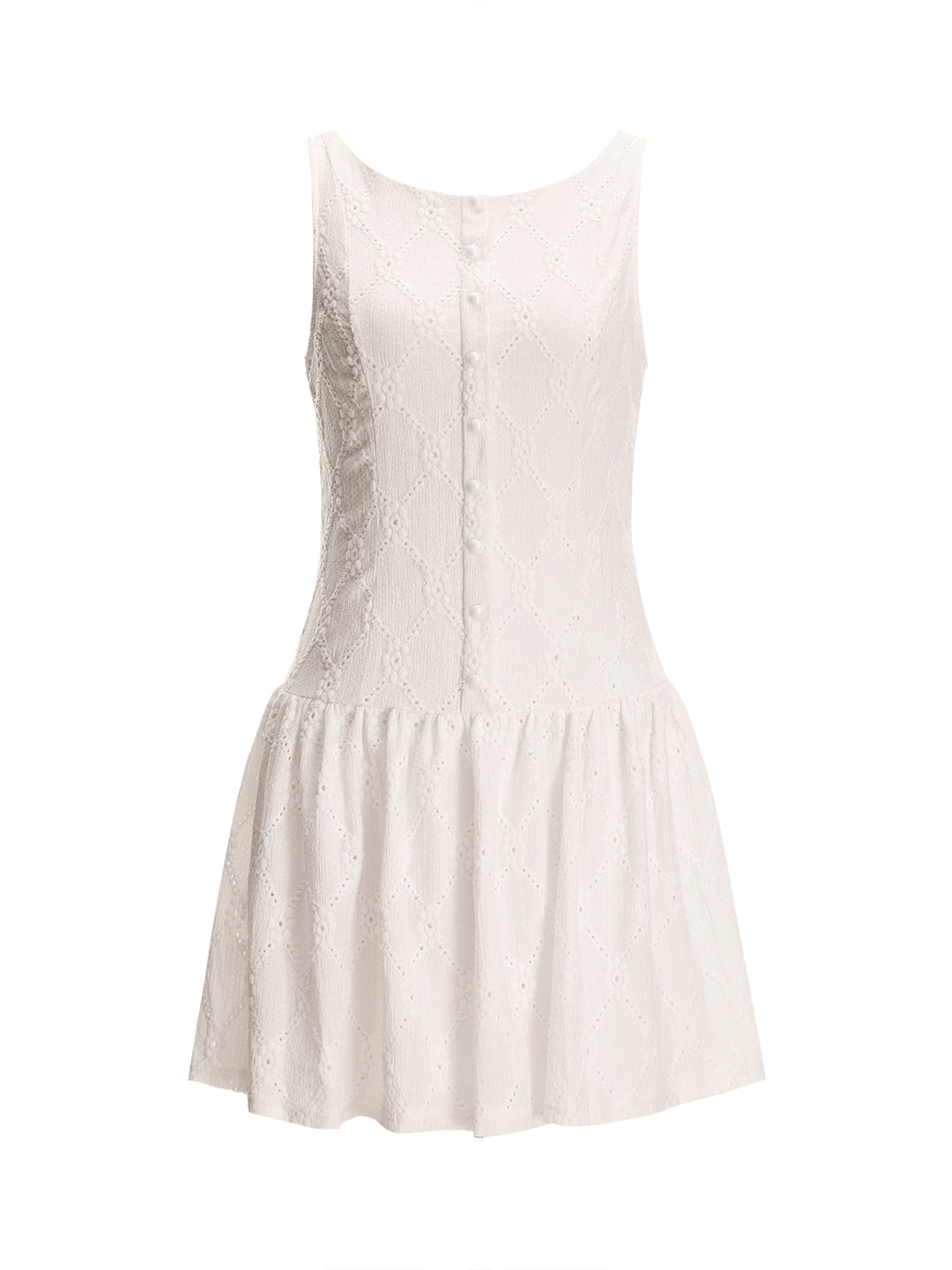 Eine Linie Casual Button Rüschenrunde runde Hals Mini Frauen Kleid