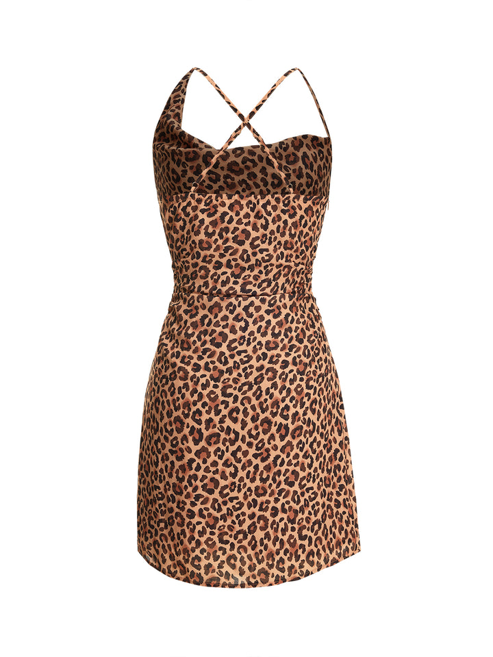 Boho All Over Print Cowl Neck Sleeveless A Line Mini Dresses