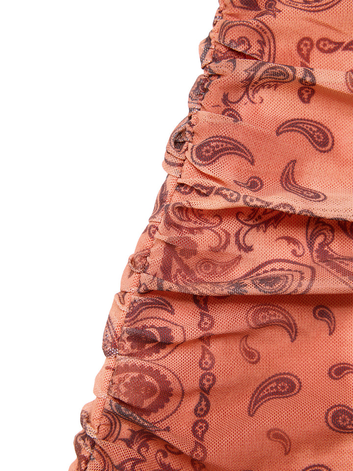 Boho All Over Print Sweetheart Sleeveless A Line Mini Dress