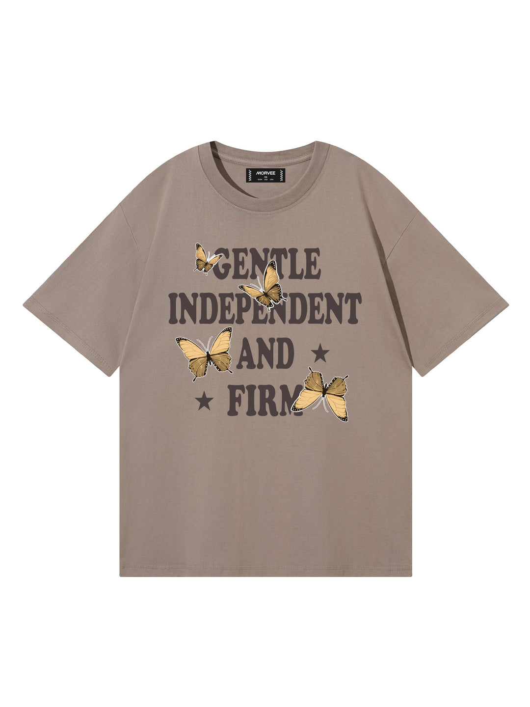 Casual Slogan/Butterfly/Cherry Bowling Graphics Printed Round Neck Short Sleeves Cotton Oversized Khaki T Shirt