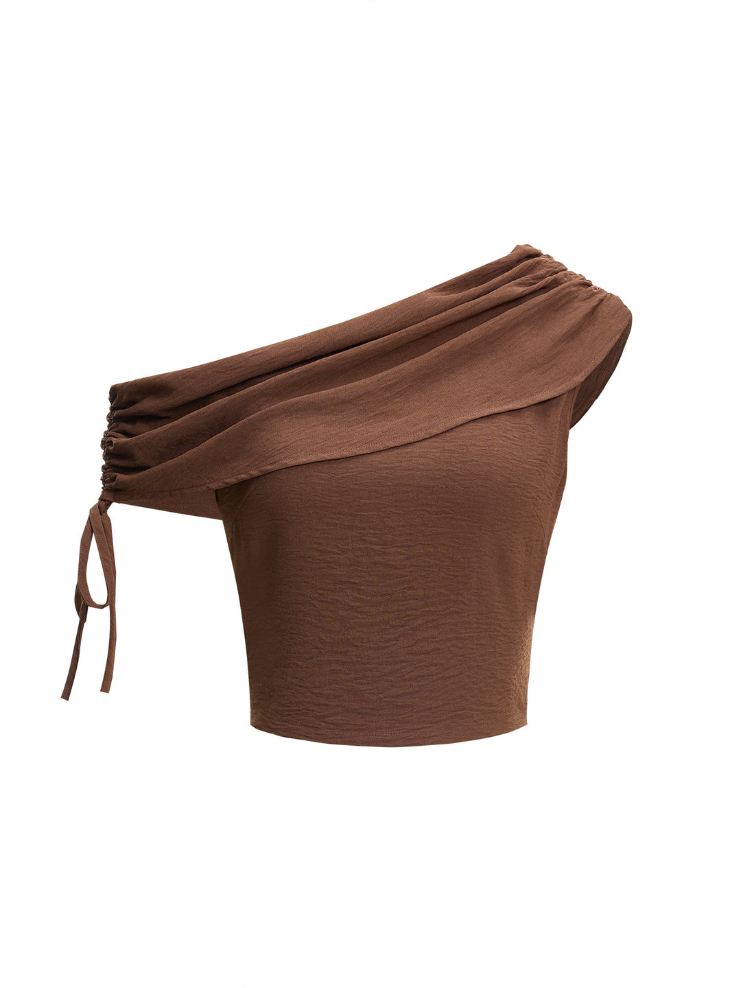Boho asymmetrische schultergerüstete Blusen mit Kordelstringdesign