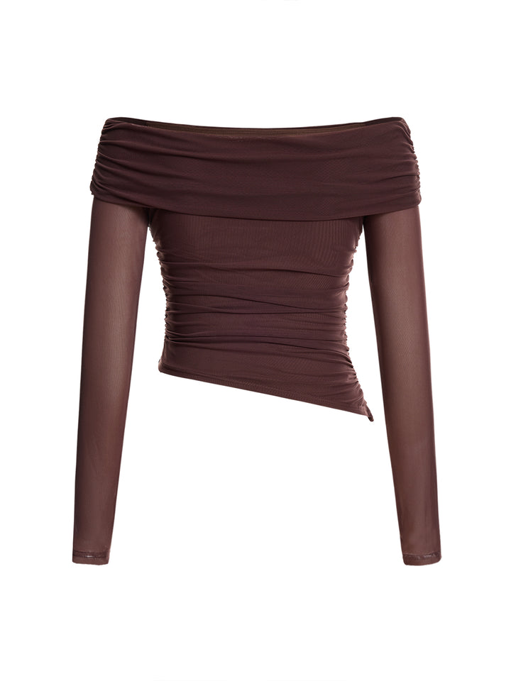 Lässige einfache Faltenkragen dünne Langarmfrauen Frauen Tops