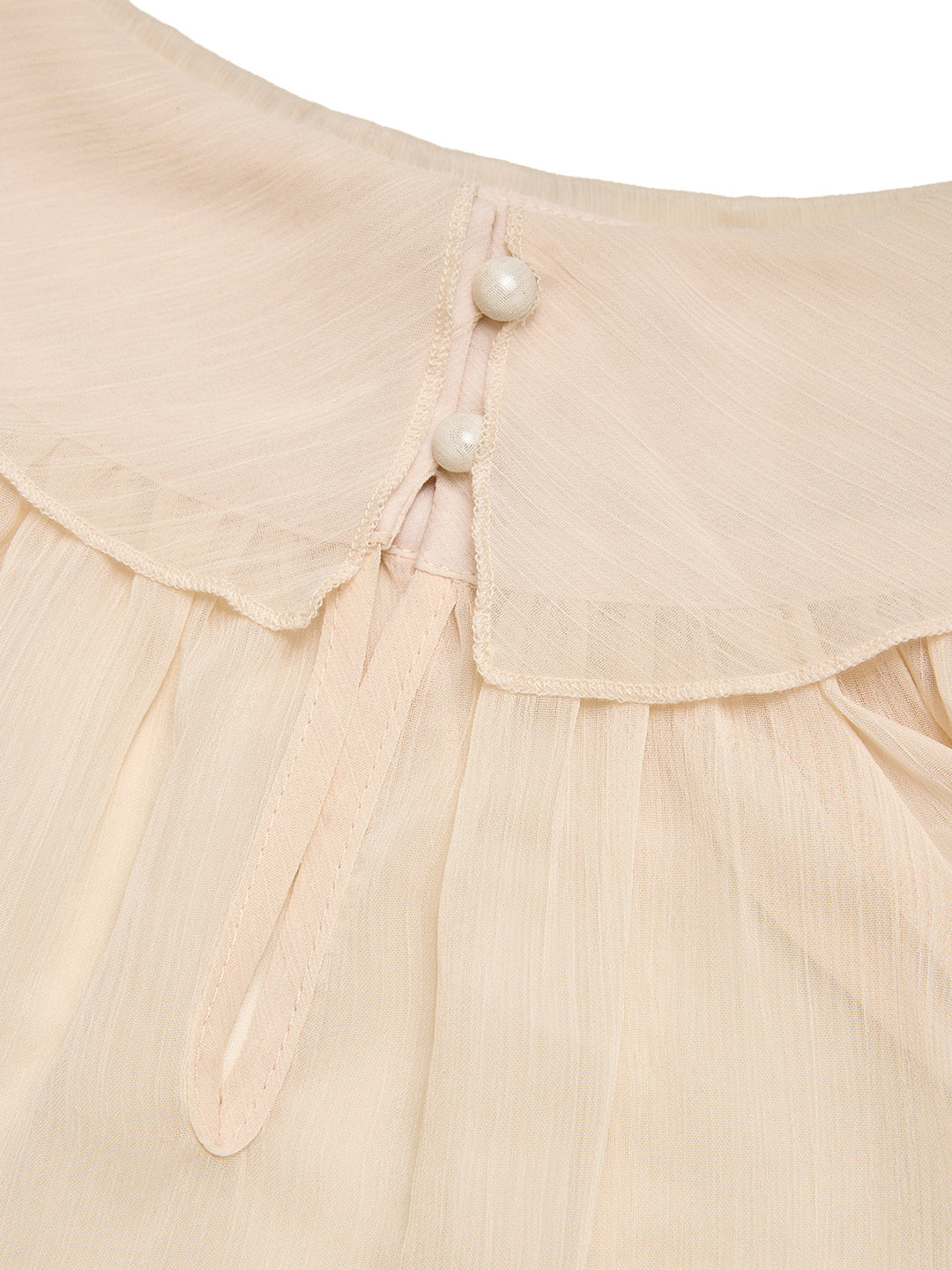 Chiffon Boho Plain Layered Ruffle High Neck Long Sleeve Blouse