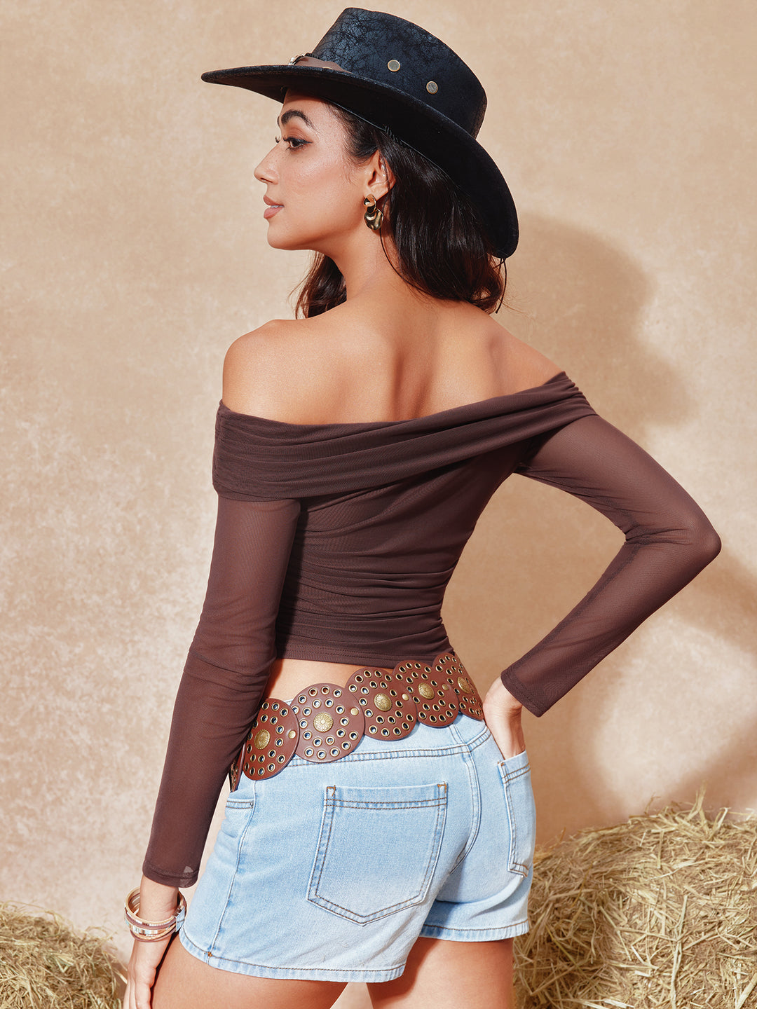 Lässige einfache Faltenkragen dünne Langarmfrauen Frauen Tops