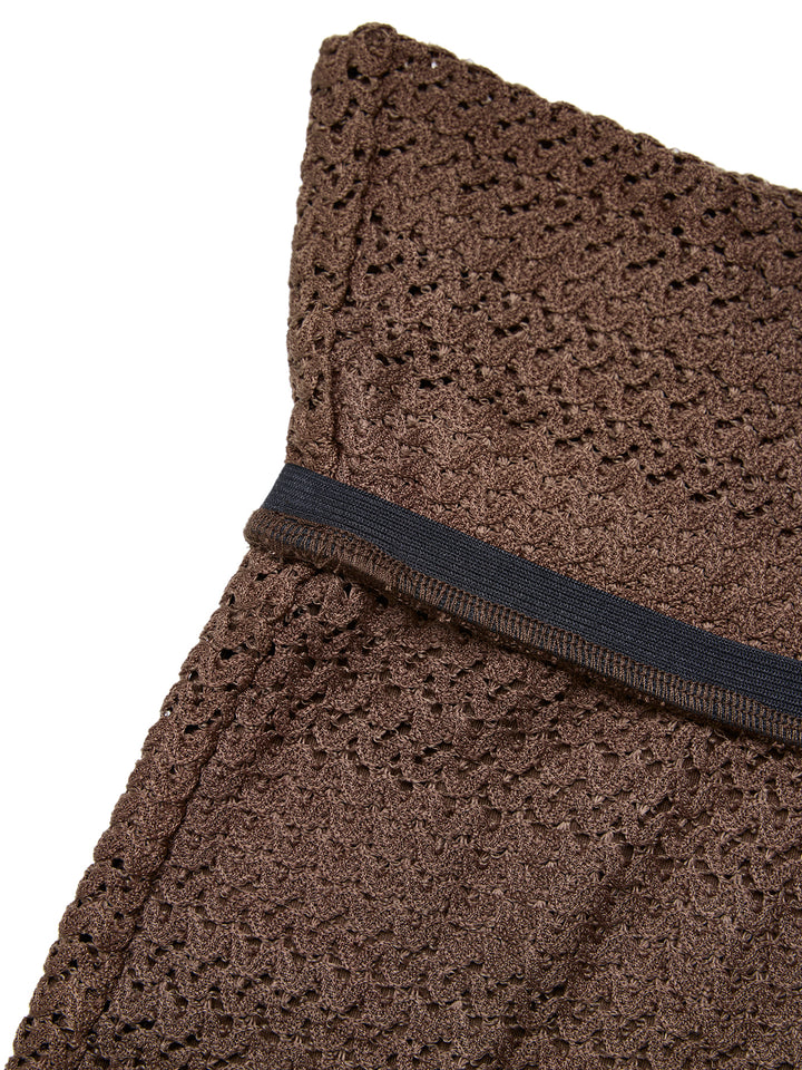 Boho Random Crochet Textured Fabric Fold-Waist  Mini Shorts