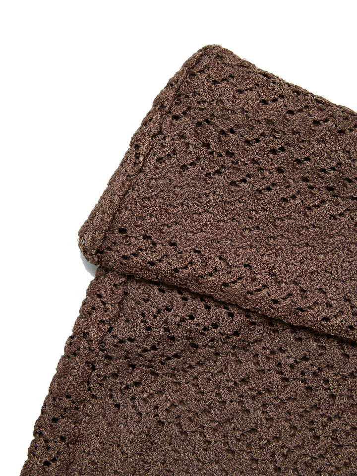 Boho Random Crochet Textured Fabric Fold-Waist  Mini Shorts