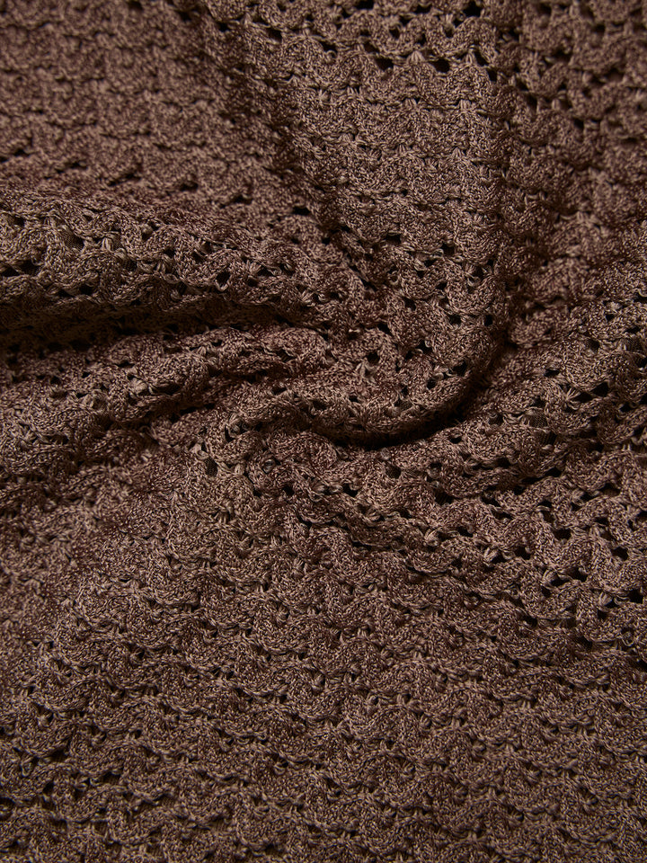 Boho Random Crochet Textured Fabric Fold-Waist  Mini Shorts