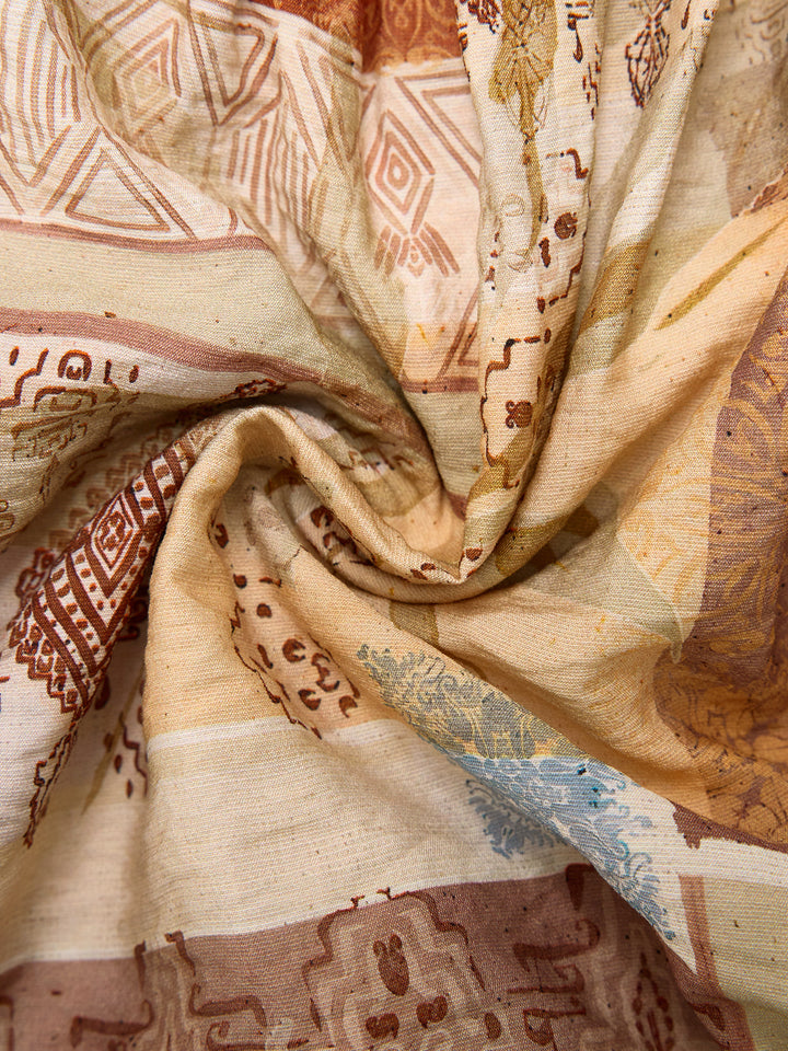 Boho Patchwork überall drucken eine Linie Rüschen Hem Midi Frauen Röcke