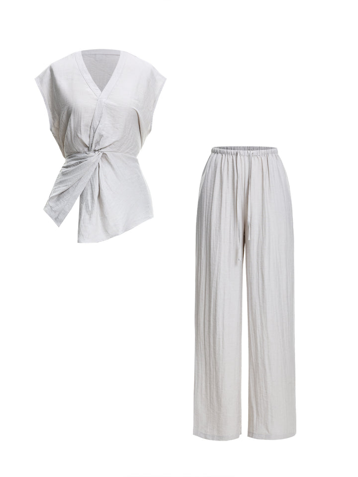 Casual Plain Knot Women zweiteilige Outfits
