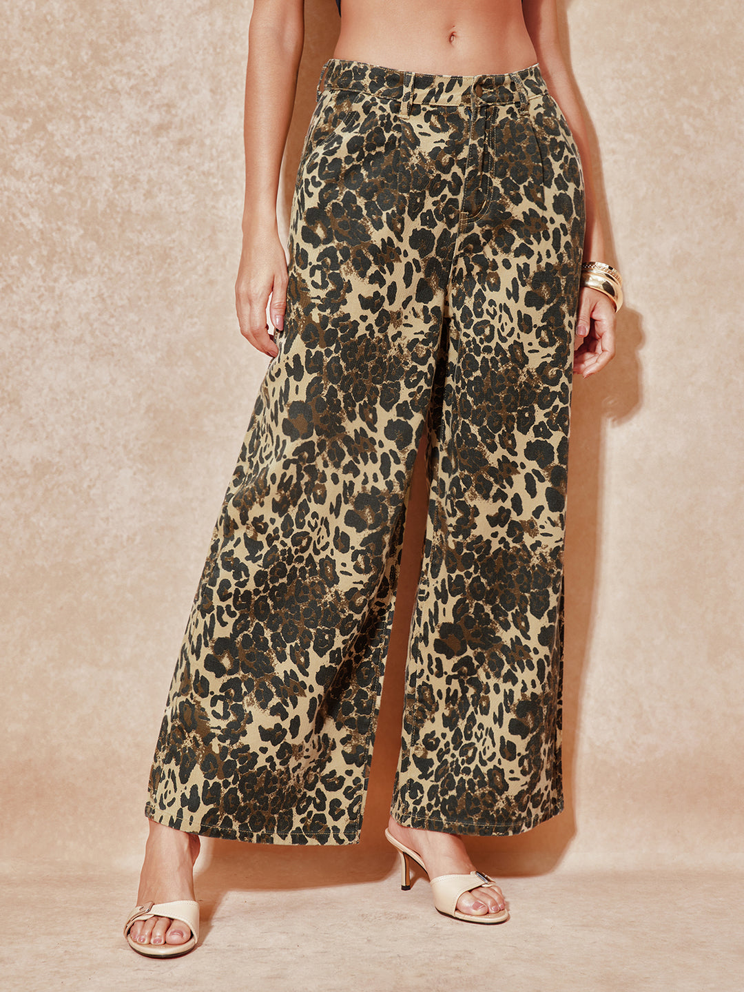 Baggy lässige Leopardendrucken lange Frauen Jeans