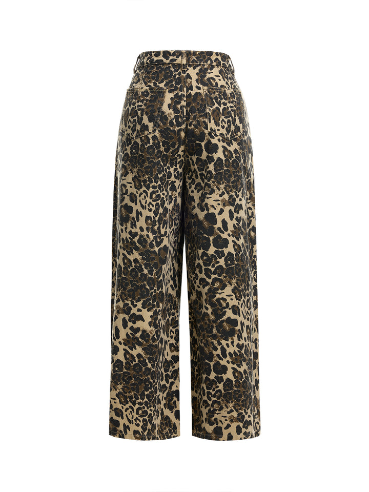 Baggy lässige Leopardendrucken lange Frauen Jeans
