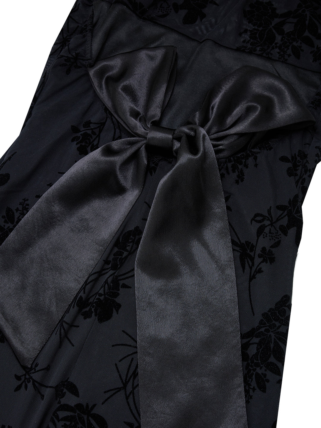 Elegant Flocking Fabric Backless Back-Bow Cowl Neck Sleeveless Slit Midi Dresses