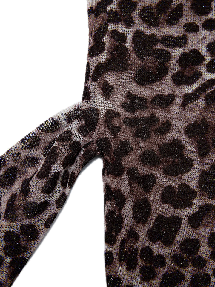 Sexy Elegant Glitter Leopard Print Back Ruched Belted Front V neck Halter Mermaid Maxi Dresses