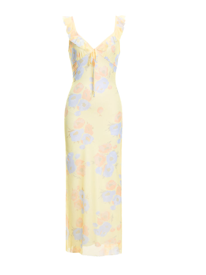 V neck Boho Sleeveless Flared Midi Dresses