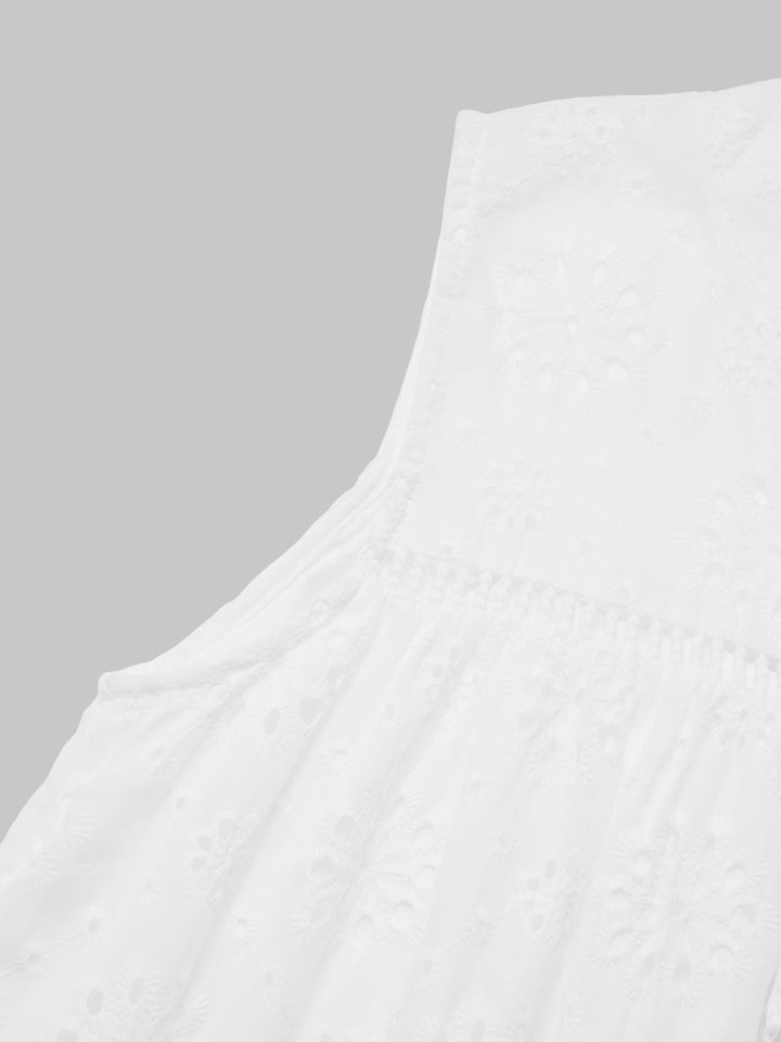 Eine Linie Boho Blumen Schnürung Quasten Schlüssellochausschnitt Voller Abdeckung Frauen Kleid