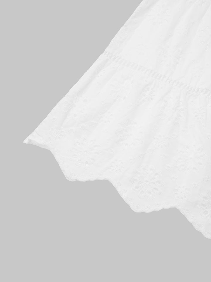 Eine Linie Boho Blumen Schnürung Quasten Schlüssellochausschnitt Voller Abdeckung Frauen Kleid