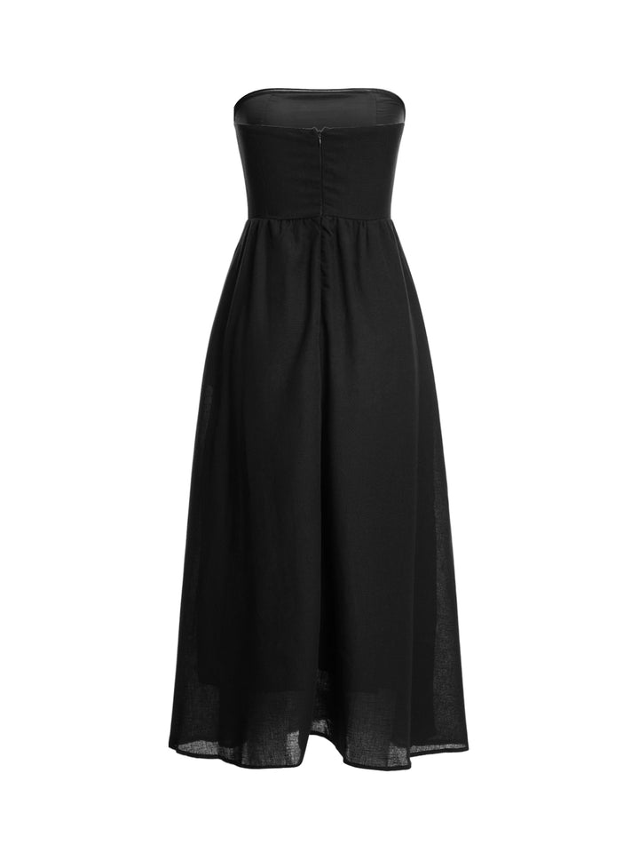 Bandeau Boho Pocket Long Damen Kleid