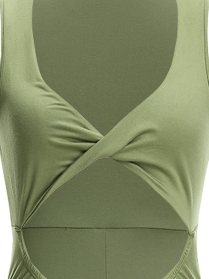 Gerade elegante Schnitt -Twist -N -Hals -Maxikorin -Frauen Kleid