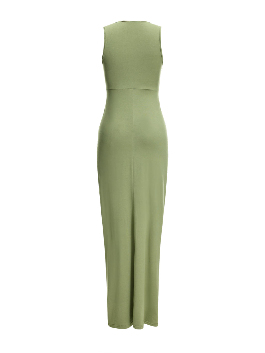 Gerade elegante Schnitt -Twist -N -Hals -Maxikorin -Frauen Kleid