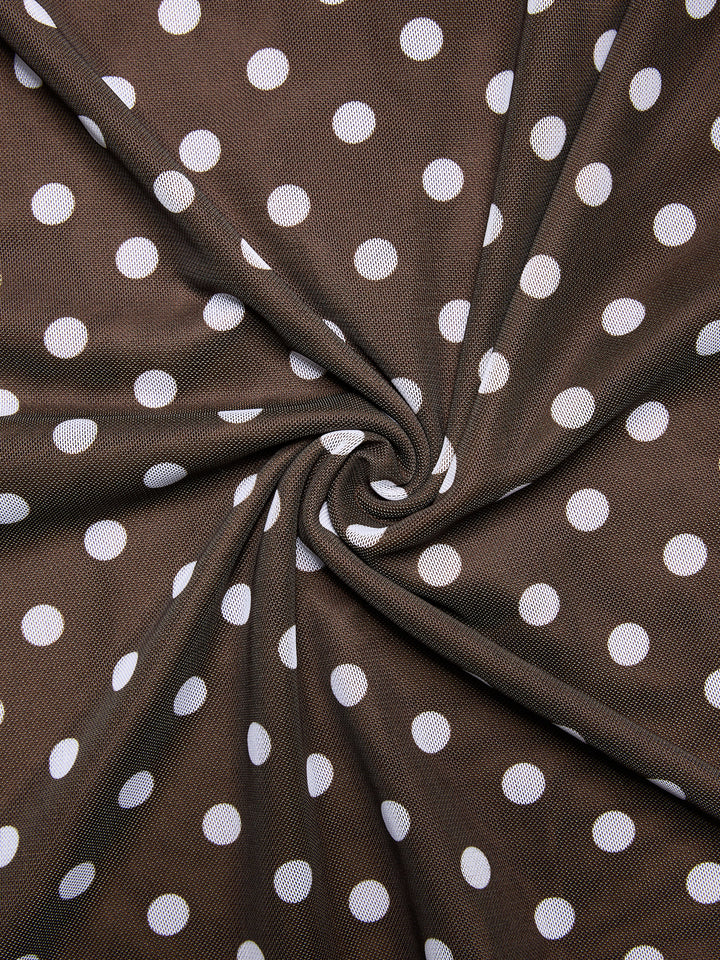 Mesh Elegant Polka Dot Backless Bow Ruffle Tied A Line Mini Dress