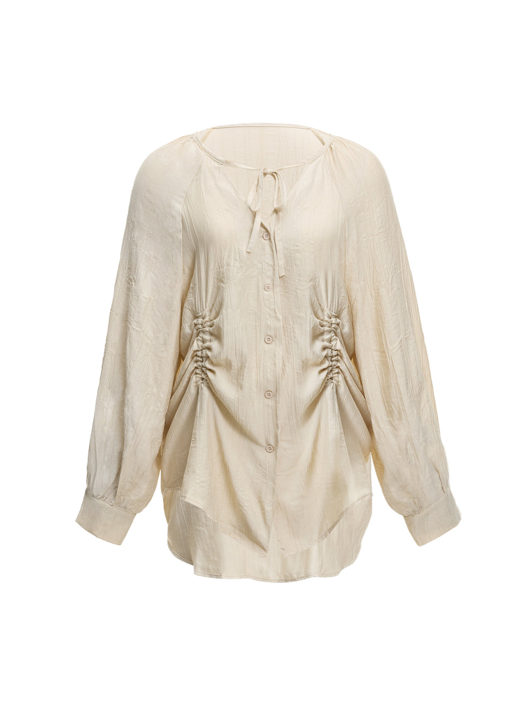 Boho Drawstring V neck Raglan Sleeve Women Blouses
