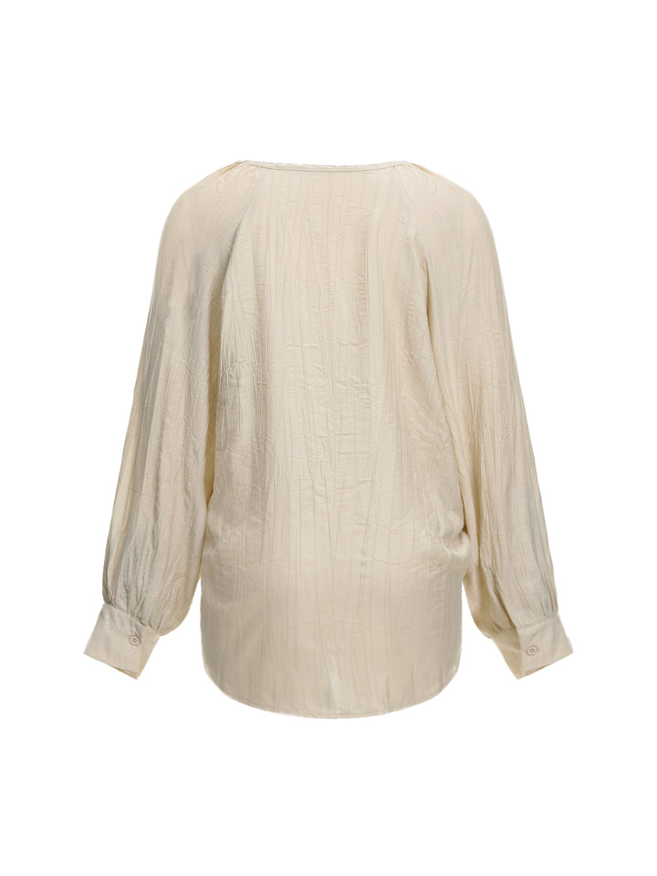 Boho Drawstring V neck Raglan Sleeve Women Blouses