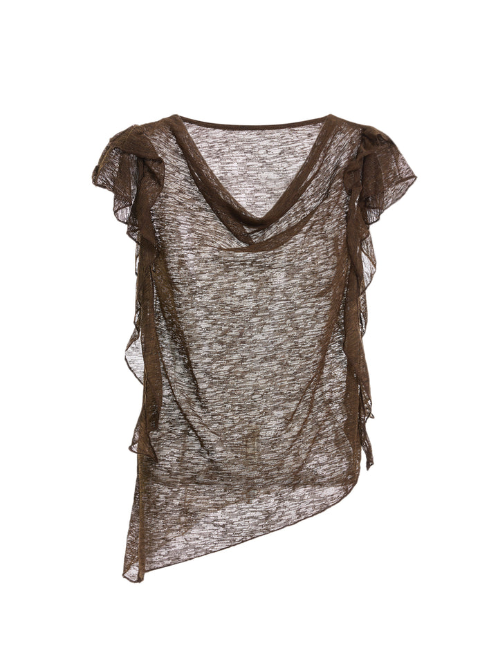 Boho drapierte Rüschenhaube Halskappe Lange Frauen Top