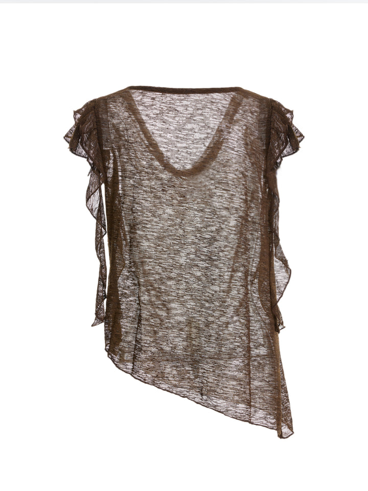 Boho drapierte Rüschenhaube Halskappe Lange Frauen Top