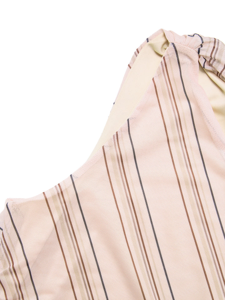 Décontracté partout imprimé le cou asymétrique skinny skinny à manches courtes