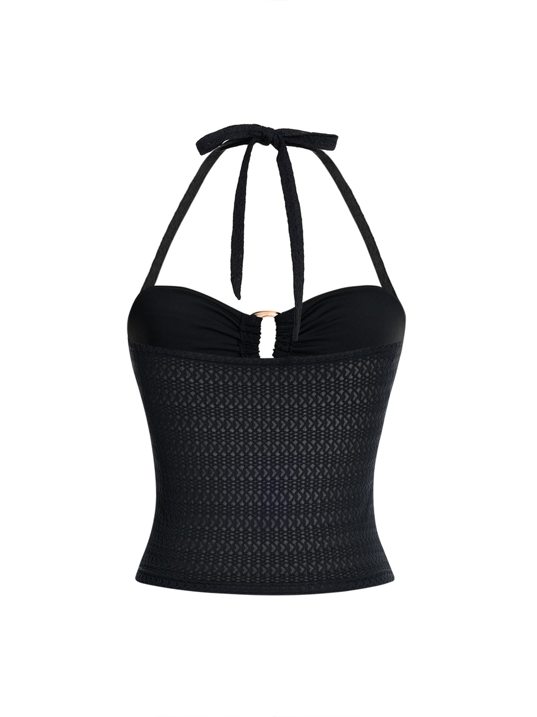 Boho Plain Ruched Tied Halter Cami Tops